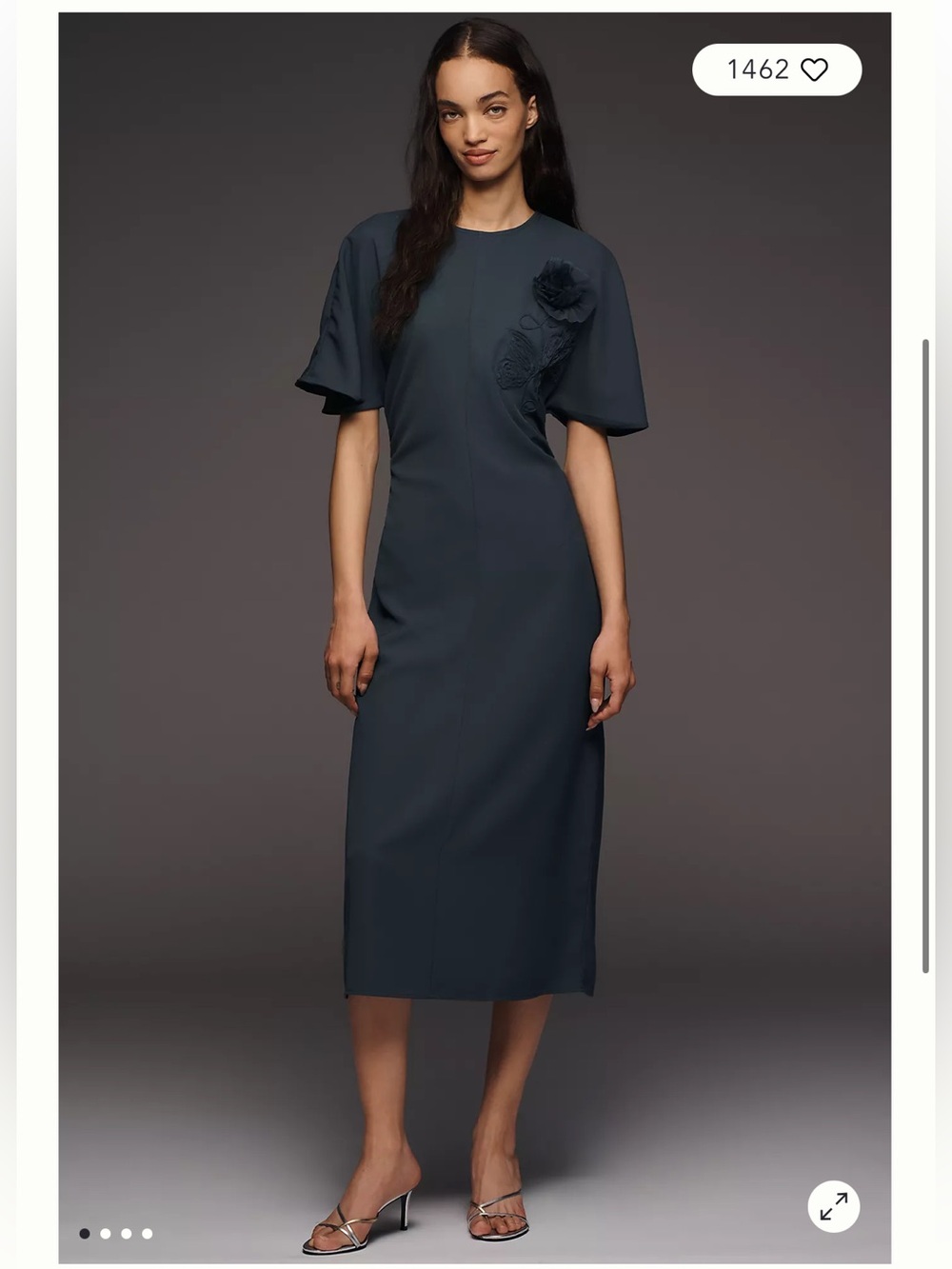 NWT ANTHROPOLOGY Maeve Ruched Short-Sleeve Midi Dress